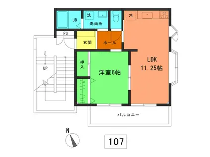 アルバンヒル鎌ケ谷(1LDK/1階)の間取り写真