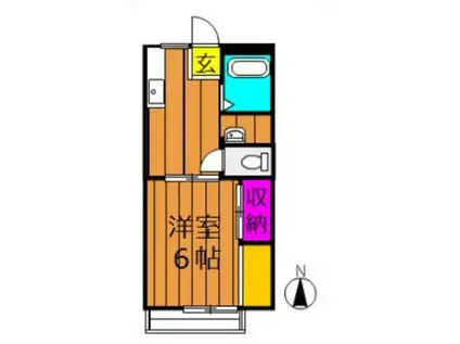 アンダンテ福井B棟(1K/1階)の間取り写真