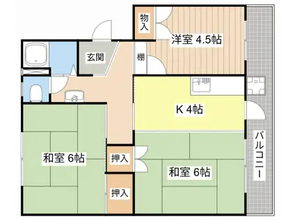 梅が丘マンション(3K/4階)の間取り写真