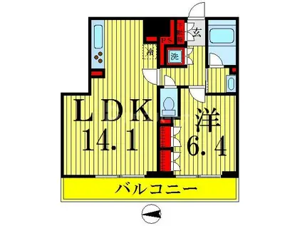 レジディア錦糸町Ⅱ(1LDK/10階)の間取り写真