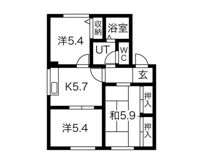 ロイヤル宗円(3DK/1階)の間取り写真
