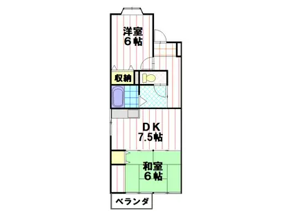 フラワータウンサカエ(2DK/2階)の間取り写真