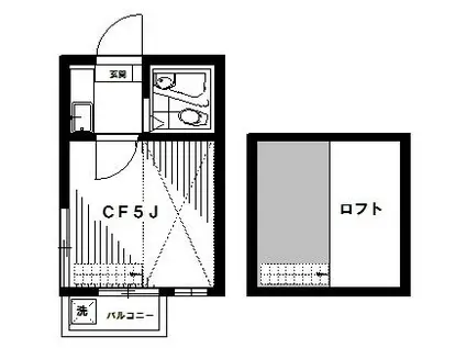 セドルハイム大和町B(1K/2階)の間取り写真