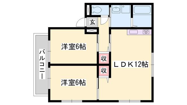 ハーモネート城西(2LDK/1階)の間取り写真