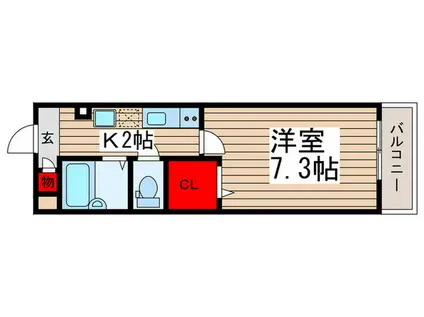 ティーズハイツ津田沼(1K/1階)の間取り写真