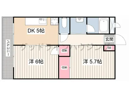 上中グリーンハイツ(2DK/3階)の間取り写真