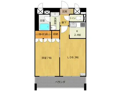 シャングリラ愛川(1LDK/3階)の間取り写真