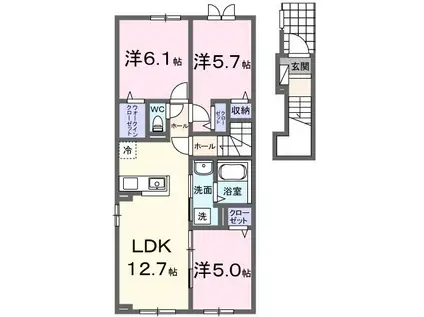 ぺリエール III(3LDK/2階)の間取り写真