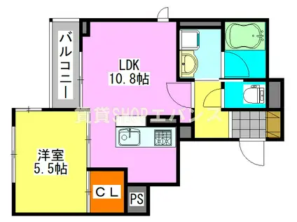 カステール(1LDK/3階)の間取り写真