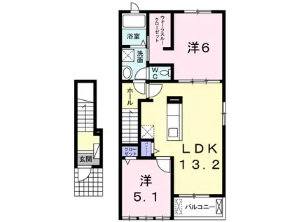 ラッフィナート富洲原I(2LDK/2階)の間取り写真