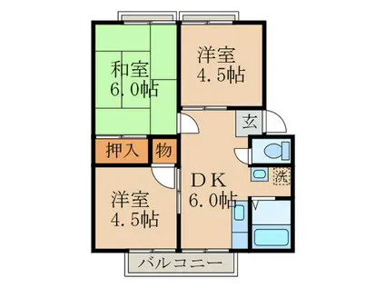 サンシティ車阪(3DK/2階)の間取り写真