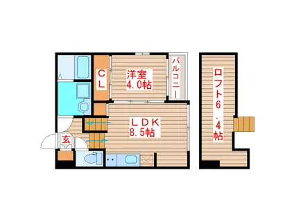 T&C大和町(1LDK/1階)の間取り写真