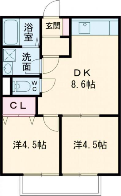 ホワイトタウン寺前(2DK/2階)の間取り写真