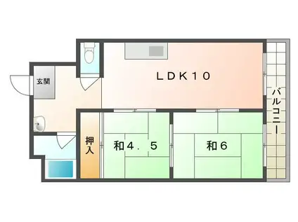 北町ニューハイツI(2LDK/3階)の間取り写真