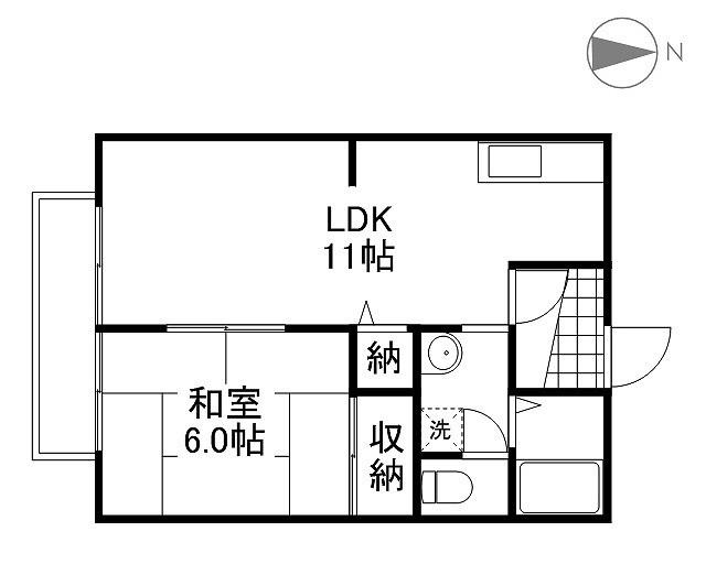 ファンコーポレーションA棟(1LDK/2階)の間取り写真