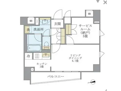 アパートメンツ白金三光坂(1SK/4階)の間取り写真