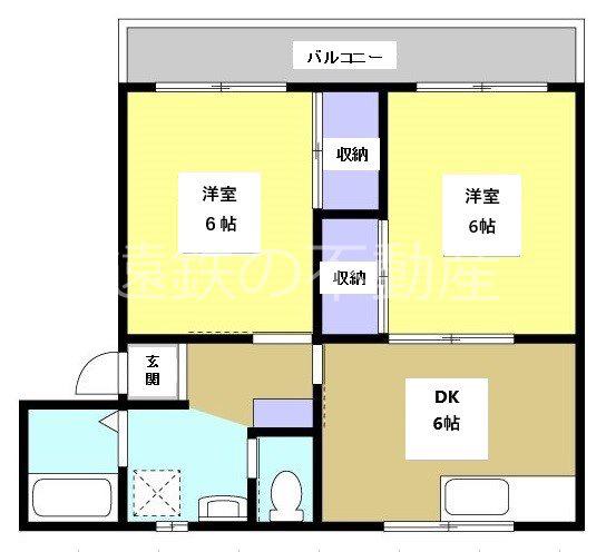 ファミリーハイツ(2DK/2階)の間取り写真