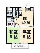 ヴィレッジ高島A棟(2DK/2階)の間取り写真