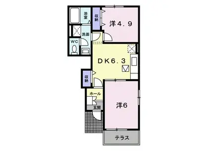 メゾンサニー(2DK/1階)の間取り写真