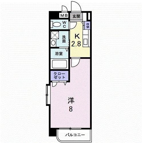 プロスペールS(1K/3階)の間取り写真