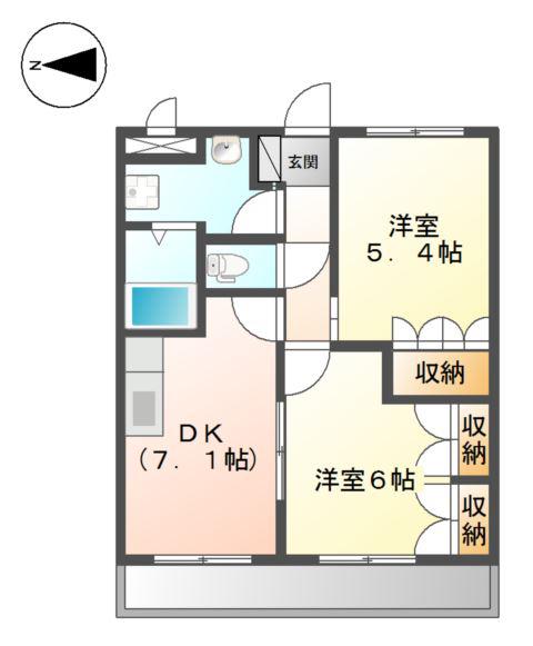 スマイルA(2DK/2階)の間取り写真