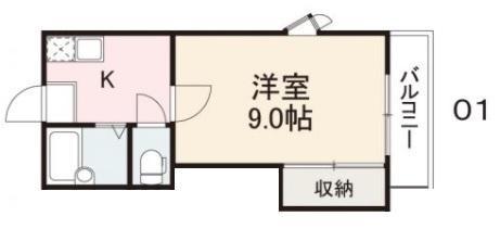コート林(1K/4階)の間取り写真