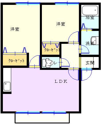 シティハイムOZAWA(2LDK/2階)の間取り写真