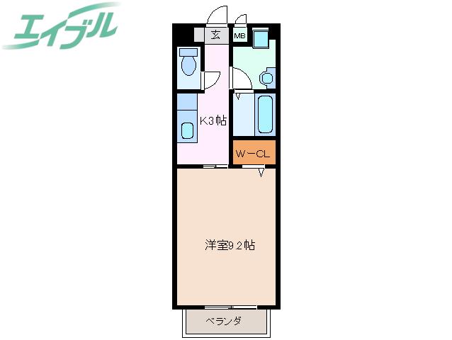 エクセルハイム日野(1K/1階)の間取り写真