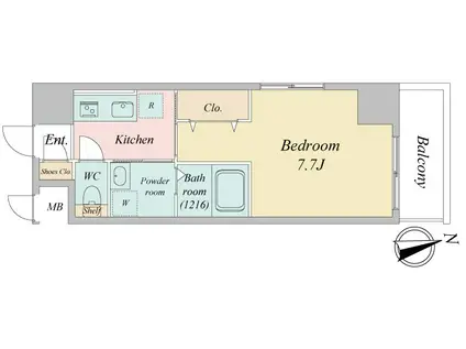エスティメゾン川越(1K/2階)の間取り写真