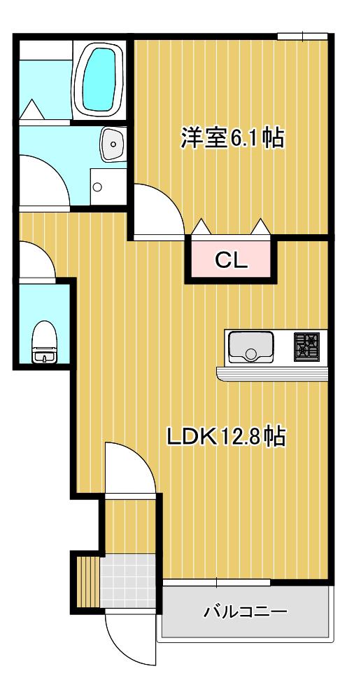 ルピナス平井(1LDK/1階)の間取り写真