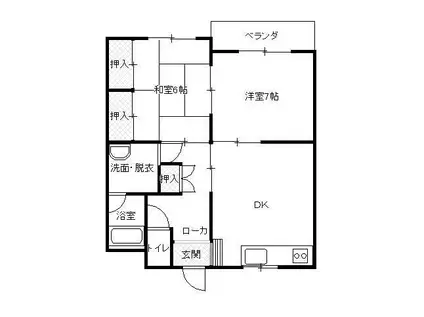 フィオーリ朝日町(2DK/2階)の間取り写真