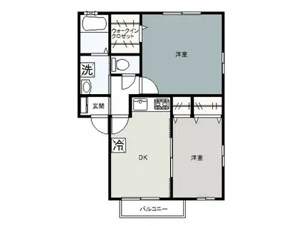 エスペランサ(2DK/1階)の間取り写真