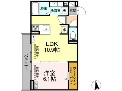 トリシア東口(1LDK/3階)の間取り写真