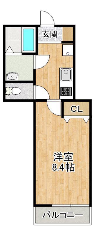 めぞん吉身(1K/2階)の間取り写真