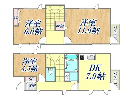 サンロイヤル神垣(3DK/2階)の間取り写真
