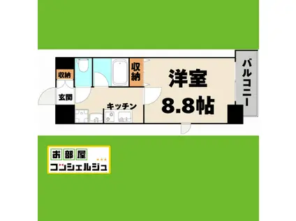 パルティール覚王山(1K/7階)の間取り写真