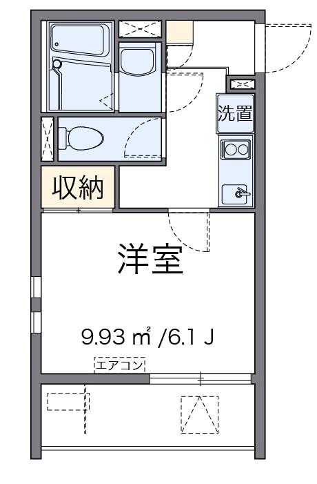 パーシモン(1K/2階)の間取り写真