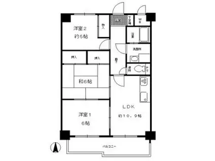 グランドール大幸I(3LDK/4階)の間取り写真