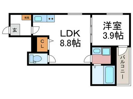F ASECIA CANALE(1LDK/3階)の間取り写真