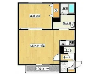 EXITO(1LDK/1階)の間取り写真