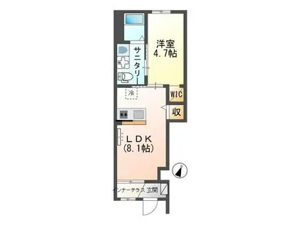 ファイン・ヴィラVII(1LDK/1階)の間取り写真
