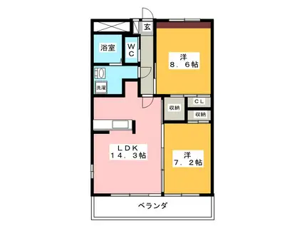 リバーズマンション築捨II(2LDK/5階)の間取り写真