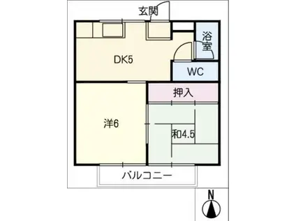 コーポフジ1(2DK/2階)の間取り写真