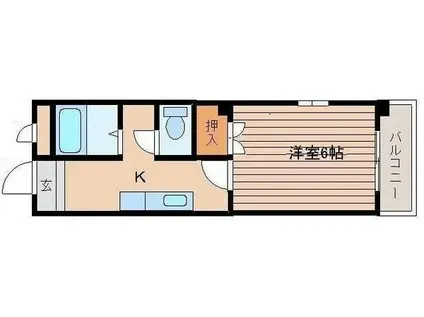 ジュネスビル(1K/2階)の間取り写真