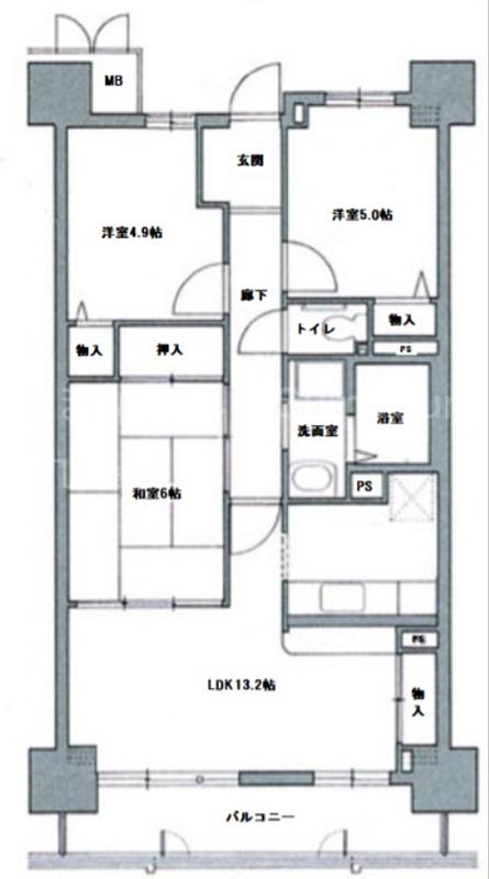 コーシャハイツ苅田(3LDK/9階)の間取り写真