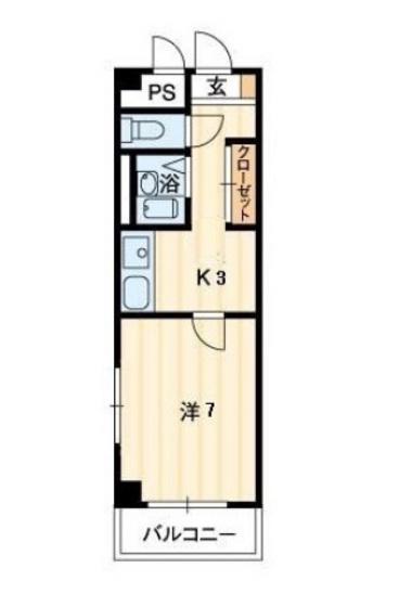 グレースタワー(1K/7階)の間取り写真
