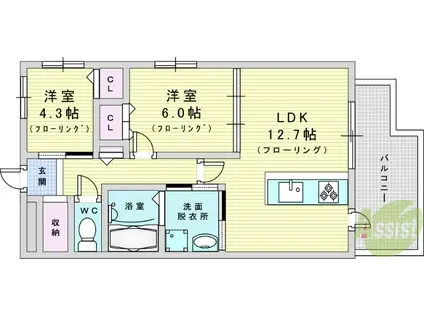 ルネサンス(2LDK/2階)の間取り写真