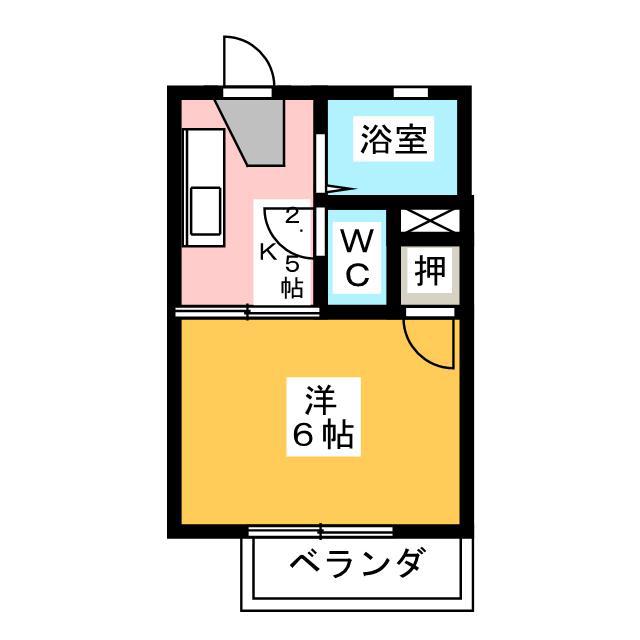リバーサイド五十鈴(1K/2階)の間取り写真