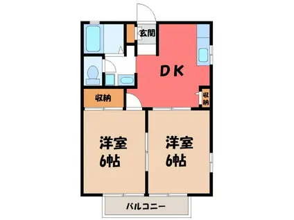 エトワールB(2DK/2階)の間取り写真