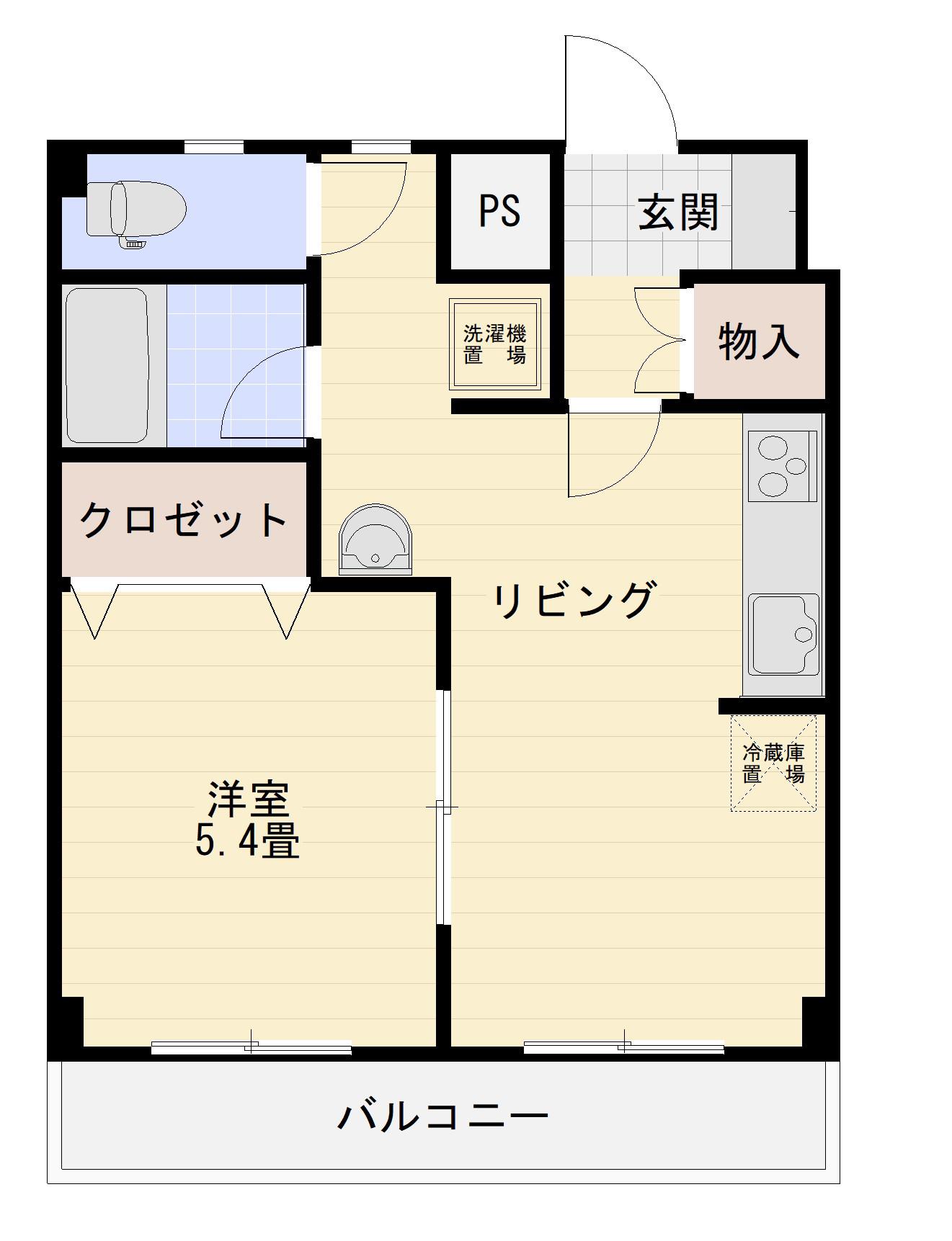 フラット湘南(1LDK/3階)の間取り写真